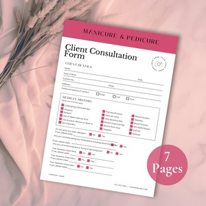 Nail Tech Form | Nail Consent Forms | Client Intake Forms | Nail Template | Nail Consultation Form| Form Bundle |Pink Salon Forms|RS02