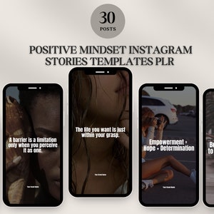 Modelli Instagram con mentalità positiva, citazioni motivazionali, modelli di storie Instagram, post sui social media, post di coinvolgimento, con PLR incluso