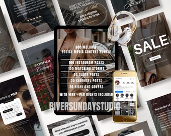 Melanin Faceless Social Media Content Bundle: 300 Instagram Templates (MRR)