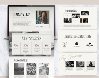 Portfólio de conteúdo gerado pelo usuário (UGC) - Modelo de site Canva para criadores de conteúdo e influenciadores.
