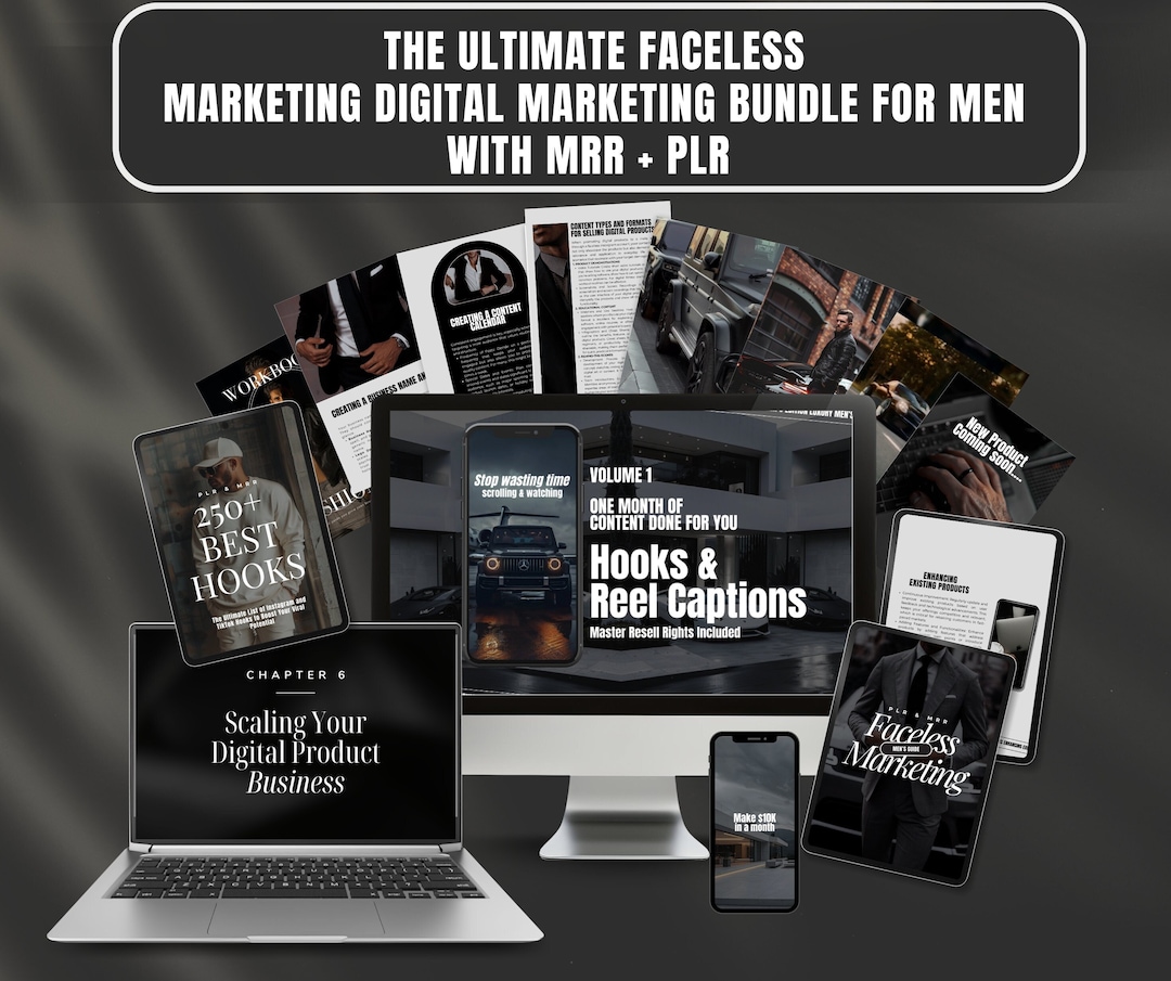 Faceless for Men Digital Marketing Bundle 200 Reels, Canva Crash Course ...