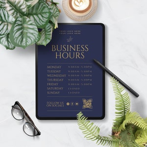 Business hours editable sign | Hours Of Operation | Open Sign | Store Sign | Business Hours Sign Editable Printable Template |