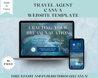 Travel Agent Website Canva | Website Template | One Page Website | Canva Website Template| Travel Marketing Deals