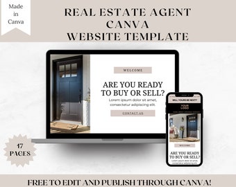 Canva Website Template for Real Estate Agents,Realtor Marketing and Realtor Website Template,One page Design Website Template