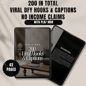 Ganci virali / Didascalie di marketing digitale senza volto / Ganci e didascalie per richieste di reddito zero / 200 ganci DFY / ganci per il marketing digitale