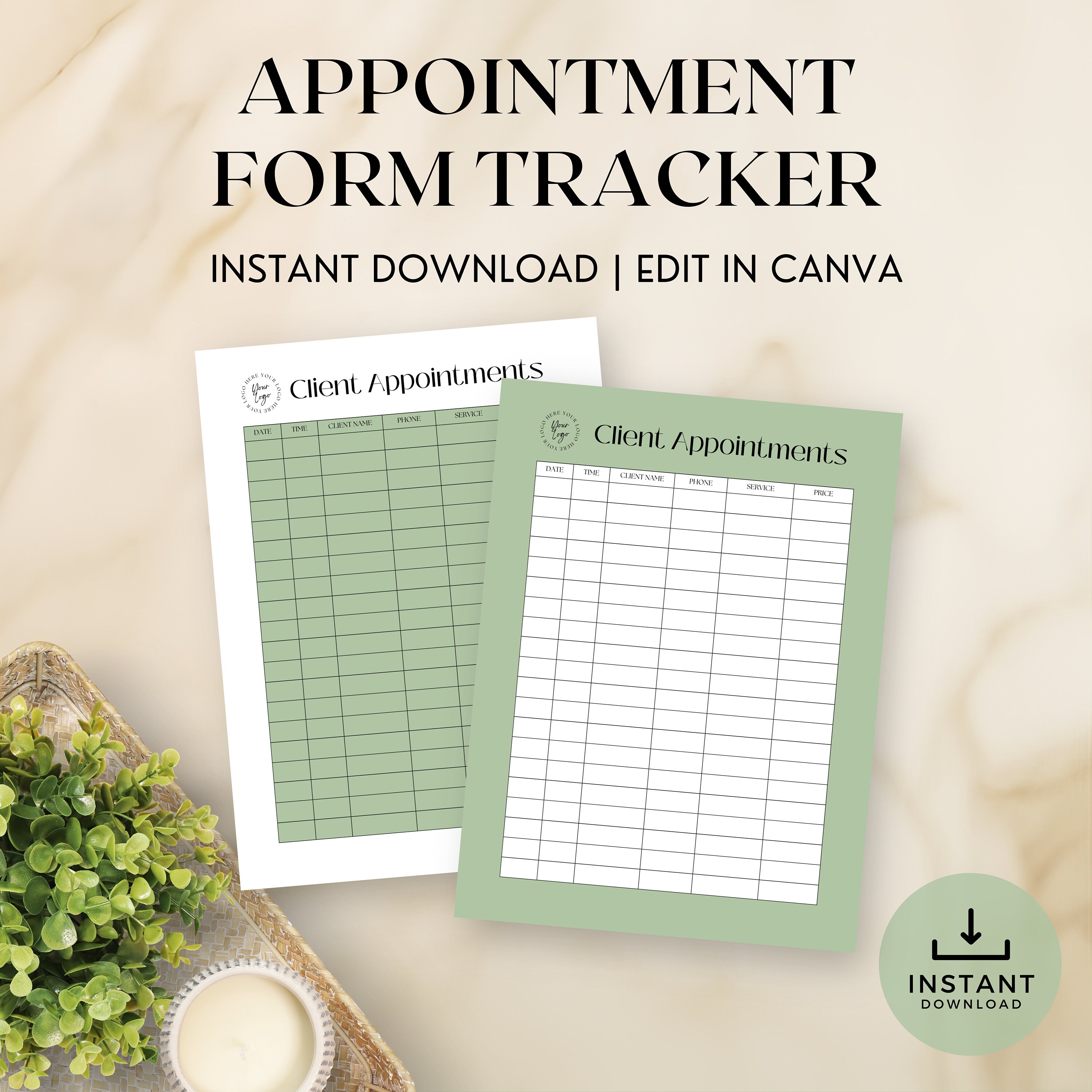 Printable Appointment Tracker Template Client Log Template Appointment ...