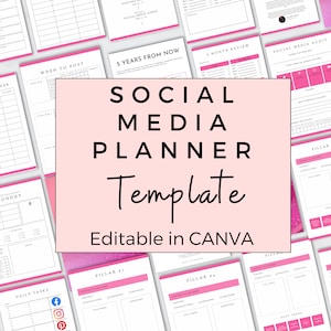 Social Media Content Planner Canva Template, Monthly Posting & Marketing Planner for Small Businesses (Printable Download)