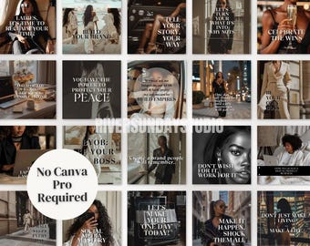 100 Melanin Instagram Templates | Faceless Marketing Bundle | Black Woman Social Media | PLR MRR | Canva Posts & Stories