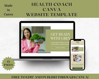 Health Coach Website Canva Template: Clean, Simple Landing Page (Instant Download)
