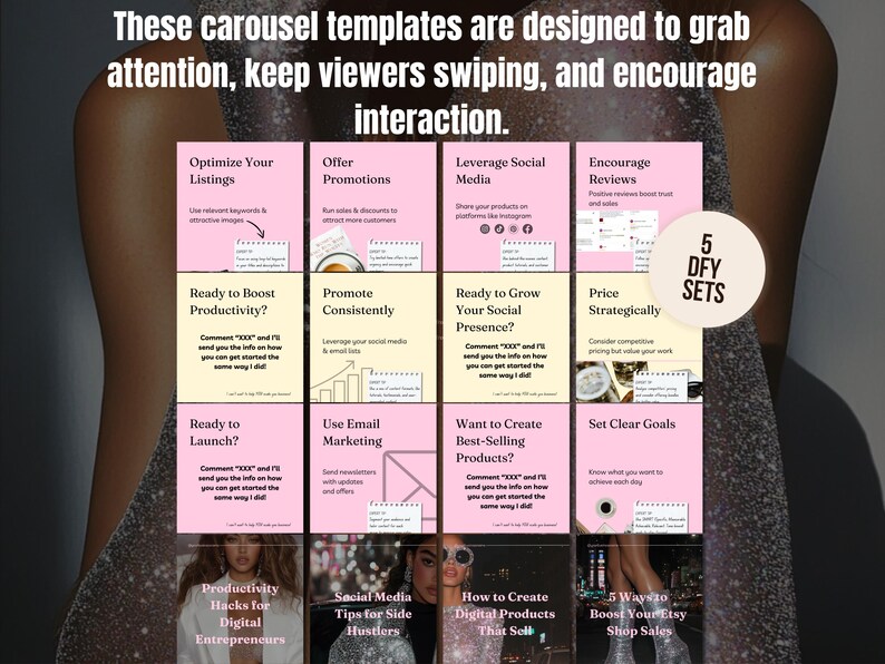 Canva Carousel Templates, Faceless Digital Marketing, MRR PLR Instagram ...