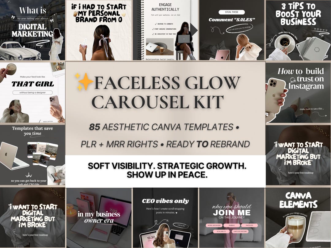 Faceless Instagram Carousel Templates, 85 Canva Slides, Aesthetic ...