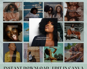 Black girl instagram post templates |  Girl Boss Quotes | Black Girls Magic | Girl Boss Motivational Posts |  Faceless Instagram Marketing |