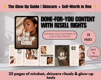 Glow Up Guide, Skincare & Self-Care eBook, Confidence Mindset Rituals , Editable Canva Template,with PLR and MRR for Resell
