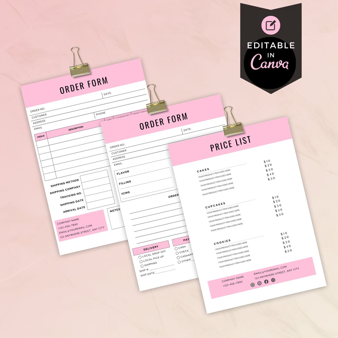 Printable Bakery Order Form Templatebakery Order Form Printablediy Edit ...