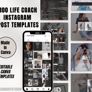 ライフコーチングの Instagram 投稿 100 件 | コーチング ビジネス | ビジネス促進投稿 | Canva テンプレート | エンゲージメント ブースター