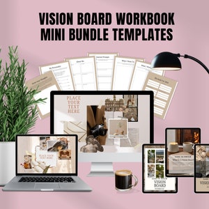 Modello di cartella di lavoro Vision Board / Pianificatore di visione di 1 pagina / Modelli di Vision Board / Modello Canva / Vision Board stampabile