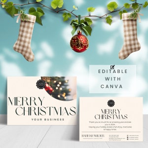 plantilla de tarjeta de Navidad de negocios corporativos / Tarjeta de Navidad de negocios / Tarjeta de vacaciones familiares / Plantilla editable / Tarjeta de Navidad de empresa / RS23