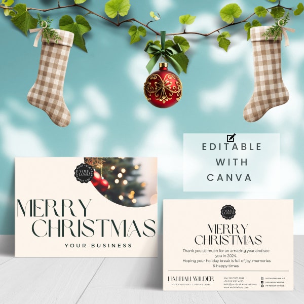 corporate business christmas card template | Business Christmas Card | Family Holiday Card |Editable Template | Company Christmas Card|RS23