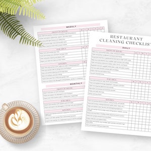 Restaurant Cleaning Checklist Template | Edit Free With Canva | Cleaning Checklists | Bar Closing Checklist | Restaurant Bar Cleaning List |