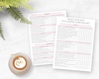 Restaurant Cleaning Checklist Template | Edit Free With Canva | Cleaning Checklists | Bar Closing Checklist | Restaurant Bar Cleaning List |