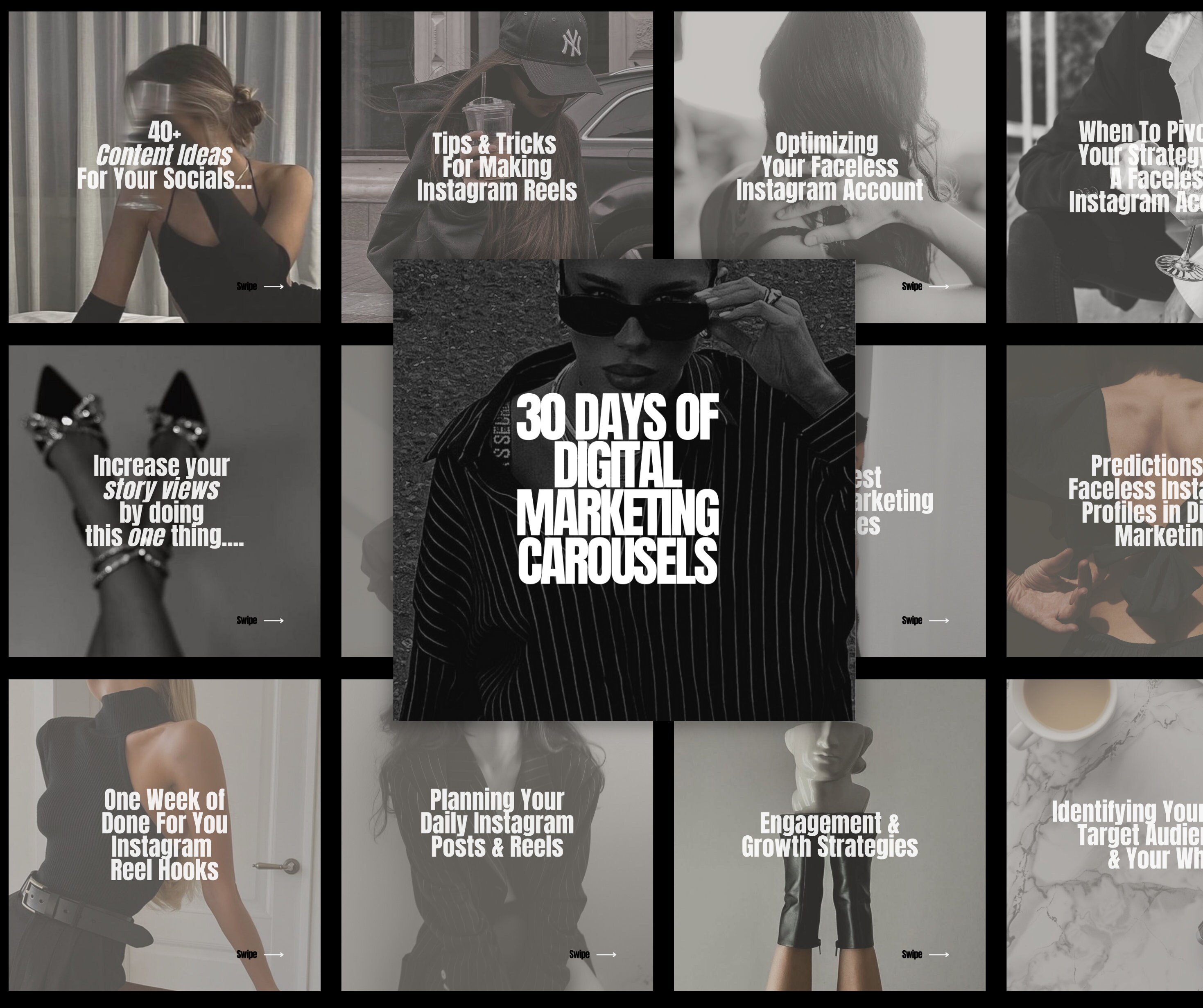 30 Days Digital Marketing Instagram Carousel Templates (MRR) - Etsy
