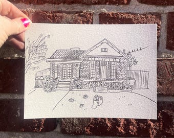 custom hand drawn house sketch  - house portraits - from photo  -bespoke gift, home drawing