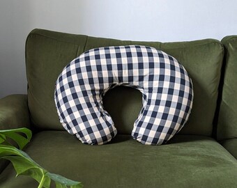 Gingham breastfeeding pillow cover