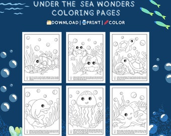 Sea Animals Coloring Pages | Dolphin, Octopus, Shark, Turtle (PDF Download)