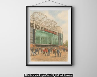 Manchester United Old Trafford Hand Drawn Digital Print