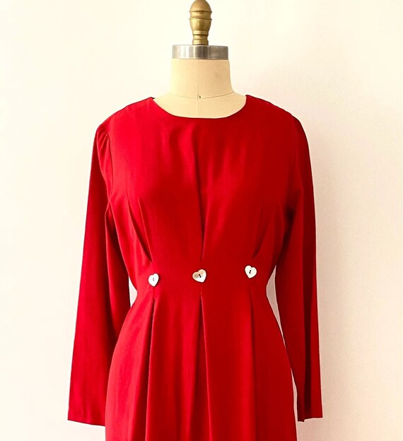 Willow Ridge, 1980s Vintage Sweetheart Red LS Dres