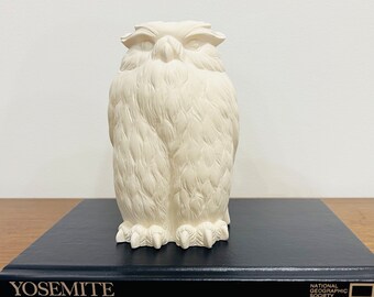 Vintage White Chalkware Owl