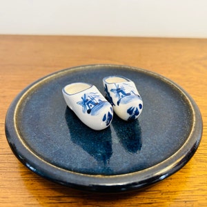 Vintage Blue and White Ceramic Pottery Clog | Souvenir | Delft Blue | Dutch Holland | Handpainted | Windmills