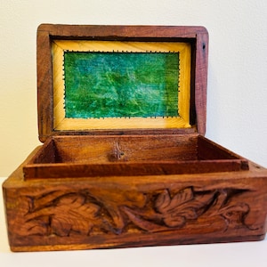 Hand Carved India Wood Trinket Box