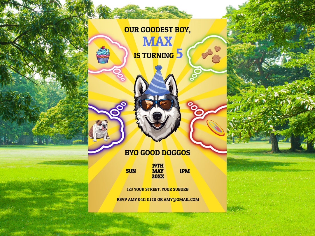 Editable Husky Invitation Template Husky Invite Husky Party Etsy