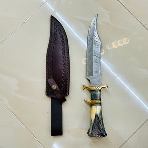 Damascus Steel Large knife, Sheep Horn Knife, Every Day Carry Knife , Damascus Knives, Gift For Him, Handmade Knife for Men