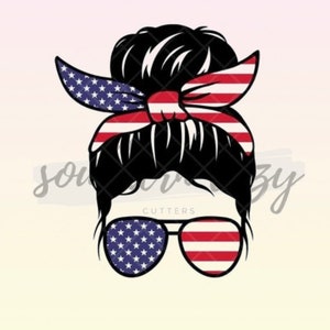 Mom Bun Stars and Stripes / Fourth of July / Cookie Cutter / STL File / Digital Download / cookie cutter size 4in