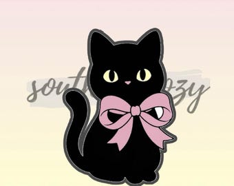 Halloween-Katze mit Schleife / Ausstechform (STL-Datei, sofortiger Download) / Größe der Ausstechform: 8,9 cm