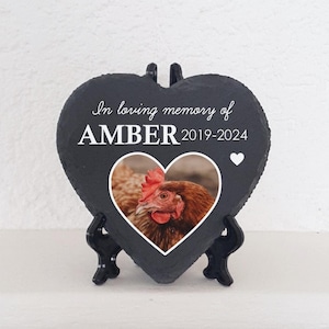 Custom Chicken Memorial Plaque Natural Slate | Personalized Pet Loss Stone | Engraved Hen Tribute | Outdoor Indoor Pet Grave Marker Keepsake