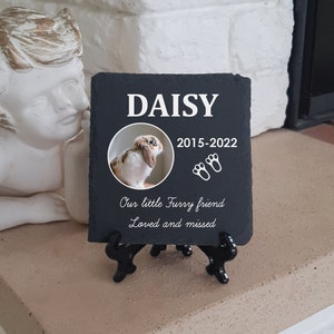 Personalized Memorial Plaque For Rabbit, With Picture, Garden Slate, Pet Loss, Memorial Stone For Bunny, Outdoor, Memorial Gift, 2024