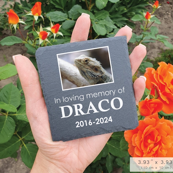 Memorial Plaque For Bearded Dragon, Garden Stone, Pet Loss, Personalized Memorial Stone For Reptile, Gecko, Snake, Chameleon, Snail