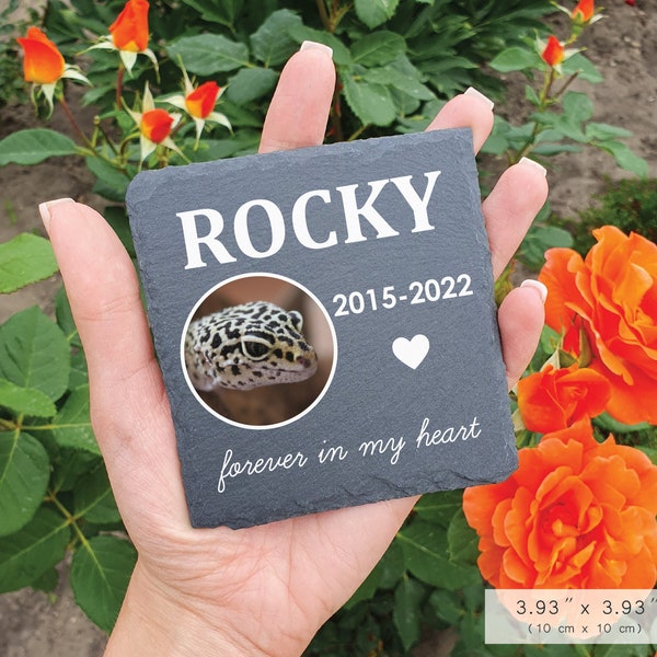 Memorial Plaque For Reptile, With Name Date And Message, Pet Loss, Personalized Memorial Stone For Lizard, Gecko, Snake, Chameleon, Snail