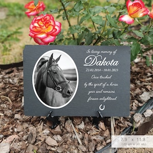 Personalized Horse Memorial Stone 3.93x3.93 / 7.9x11.8 inches, Memorial Plaque For Horse, Rainbow Bridge Horse Memorial Gift, Memorial Frame