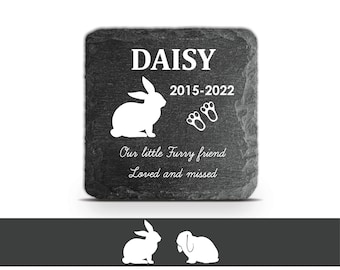 Placa conmemorativa personalizada de conejo: piedra grabada para la pérdida de una mascota