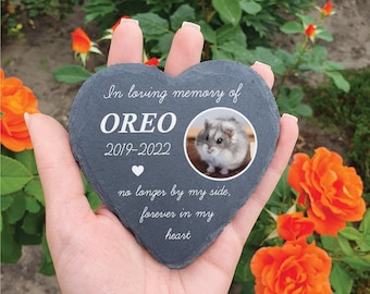 Personalized Hamster Memorial Stone, With Picture, Name Date And Message, Memorial Stone For Hamster, Hamster Headstone, Grave Stone