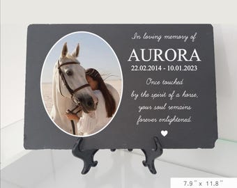 Targa commemorativa personalizzata in ardesia a forma di cavallo: regalo Rainbow Bridge