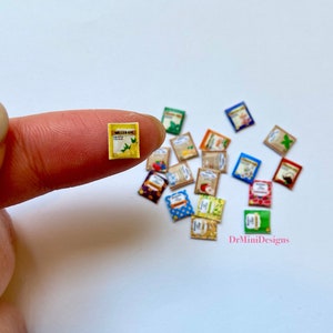 Printable miniature dollhouse tea bags in 1/12 scale