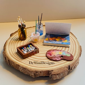 Miniature art supplies in 1/12 scale