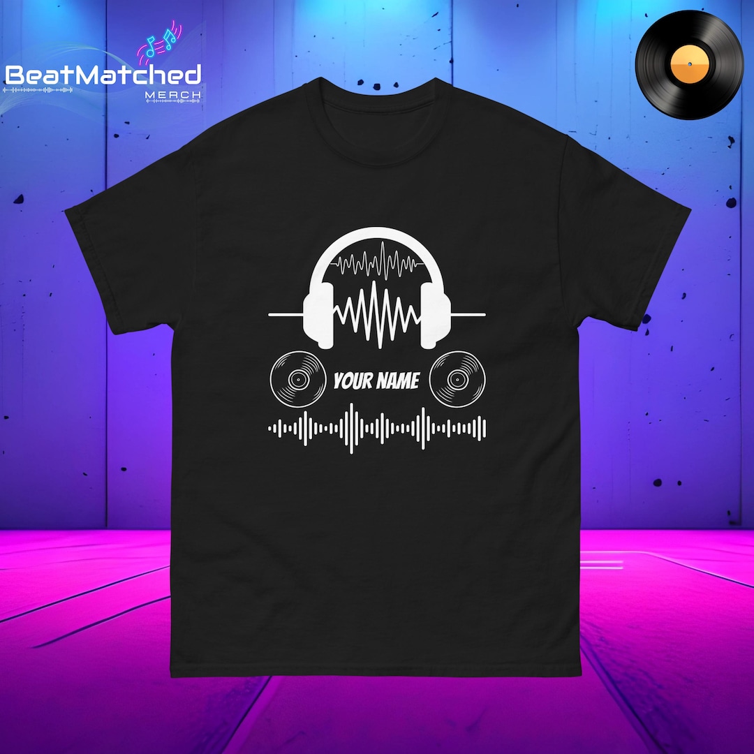 Personalised DJ Soundwave T-shirt – Custom Name Music Tee for Producers ...