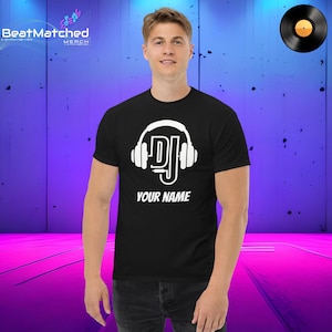 Camiseta personalizada con nombre para DJ – Camiseta con logo musical personalizado para DJs y productores