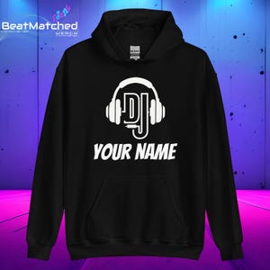 Custom DJ Hoodie with Name – Unisex Personalised Music Hoodie, Gift for Men & Women
